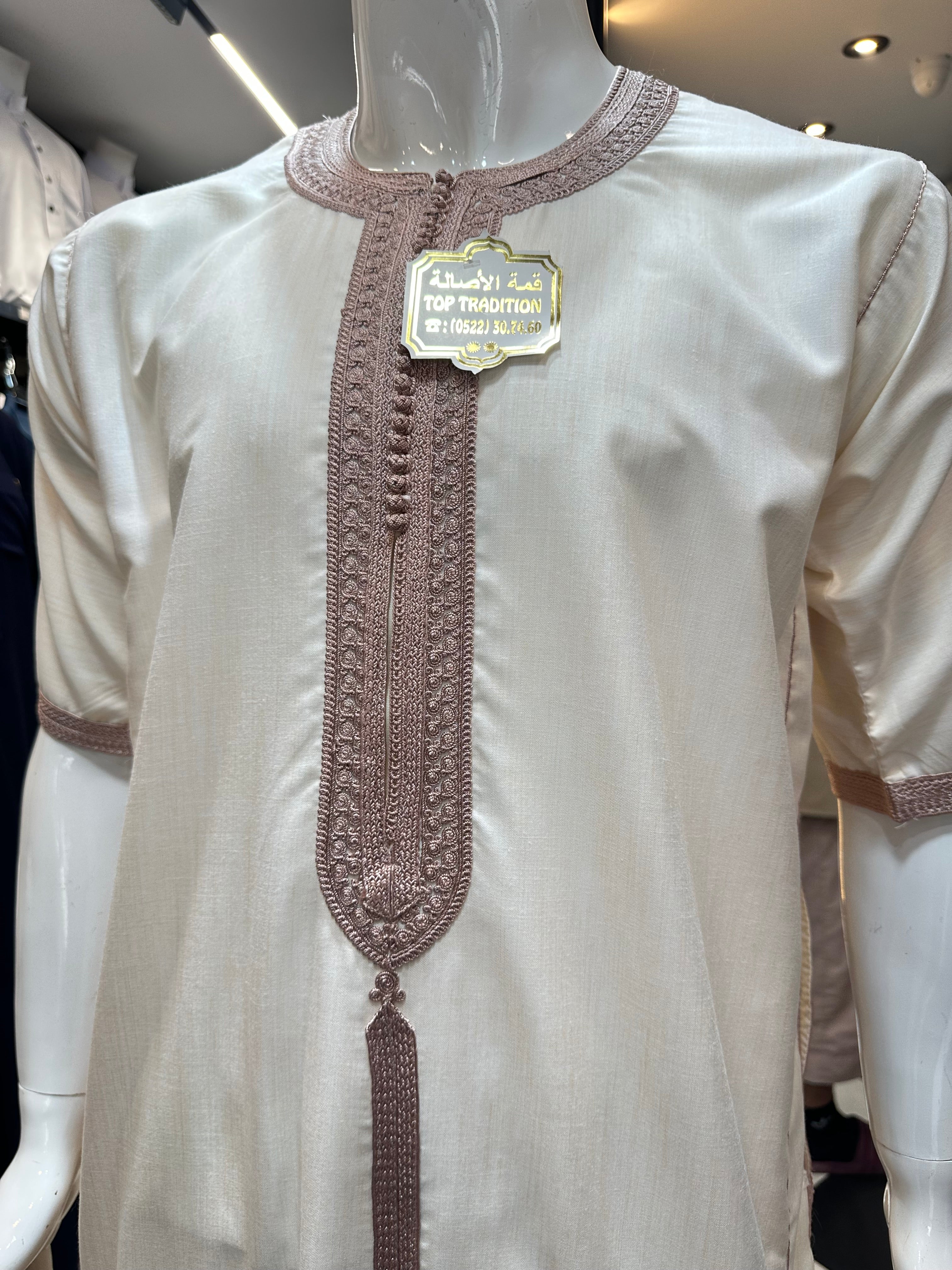 GANDOURA A RAYURE COTTON+توصيل مجاني على لباب المنزل